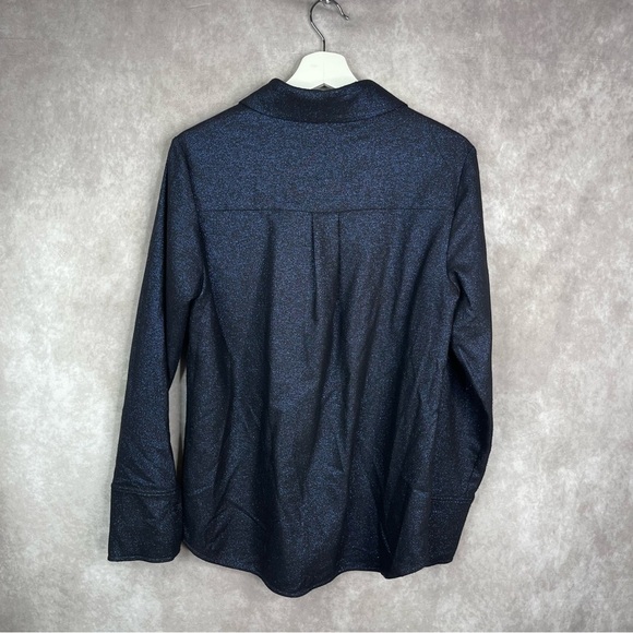 Victoria Beckham VVB Glitter Sparkle Button Down Blouse In Blue Women’s Sz US 8 - Picture 2 of 6